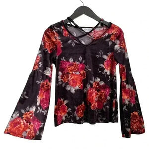 Current Project Women's Shirt Size Small Velvet Floral Top 🖤